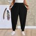 Women's Classic Black Harem Pants Elastic Waistband Side Pockets Soft Milk Silk Feel Comfortable Casual Wide Leg Trousers_ecoleips.com