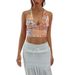 2025 Elegant And Sexy Floral Print Bohemian Twist Decorated Deep V-Neck Short Tank Top_ecoleips.com