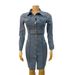 Women's Clothing Fashion Lapel Cardigan Slim Denim Dress_ecoleips.com