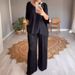 Women's Solid Color Silk V Neck Casual Suit Summer Style_ecoleips.com