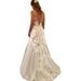 Women's Clothing Double shoulder deep V-neck slim slim lace sexy bag shoulder train wedding dress_ecoleips.com