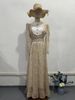 2024 New Fashionable Doll Collar Lace Trim Floral Patchwork Slim Fit Long Dress From Europe And America_ecoleips.com