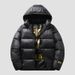 Men's Winter Black Gold Padded Jacket, Lightweight Quilted Coat, Slim Fit Zip Up Casual Outerwear For Autumn & Winter, Streetwear Fashion_ecoleips.com