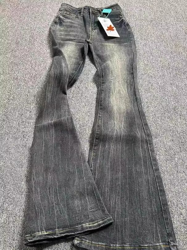 Retro Vintage Black-Gray Flared Jeans For Women – High-Waisted Wide Leg Boho Denim Pants (S-XL, Long & Petite Lengths)_ecoleips.com