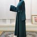 Muslim Plain Bell Long Sleeve Loose Belt Solid Color Women's Robe_ecoleips.com