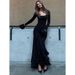 Elegant Sexy Solid Color Dress U Neck Slimming Waist Fitted Flared Sleeve Women Evening Party Date Casual Daily Wear Dress_ecoleips.com