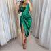 2026 European And American Cross-border Wish Women's Sexy Sequin Slit Ruched One-shoulder Evening Dress_ecoleips.com