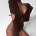 Women's Sexy Solid Color Duffle Collar Bodysuit Long Sleeve Tight Fit Autumn Winter New Clothing_ecoleips.com