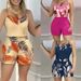 Women's Clothing Casual Women's Wear Printed Suspender Suit Shorts_ecoleips.com