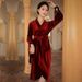 Voya Wedding Robe For Women, Bride Bridesmaid, Long Velvet Robe, Spring And Autumn Wedding, Newlywed Red Pajamas_ecoleips.com