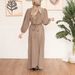 In Stock Cross-Border Muslim Clothing Middle Eastern Abaya Spring Summer Solid Color Puff Sleeve Belted Dress Sweet And_ecoleips.com