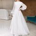 Women's Clothing Elegant Solid Color V Neck Slim Long Sleeve Waist Ladies Long Dress_ecoleips.com