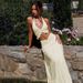 Women's Clothing Women's Sexy V Neck Ruffled Halter Neck Strap Twisted Long Dress Two Piece Set Style Hot Selling_ecoleips.com