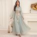 Elegant Embroidered Jalabiya Dress – Modest Muslim Evening Gown With Beaded Details For Banquets & Home Wear_ecoleips.com