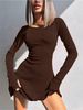 Women's Sexy Club Long Sleeve Mini Bodycon Dress Suitable For Nightclub, Family Party, Vacation, Leisure_ecoleips.com