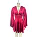 Autumn And Winter Dress Party Elegant Solid Color V-neck High-end Long-sleeved Dress_ecoleips.com