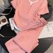 Women's Casual Sportswear Set V Neck Short Sleeve Wide Leg Pants Fashion 2-Piece Summer Outfit Polyester Regular Fit_ecoleips.com