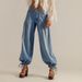 Women's Casual Loose Fitting Jeans Mid Waisted Straight Leg Tapered Long Pants Style Washed Cross Border_ecoleips.com