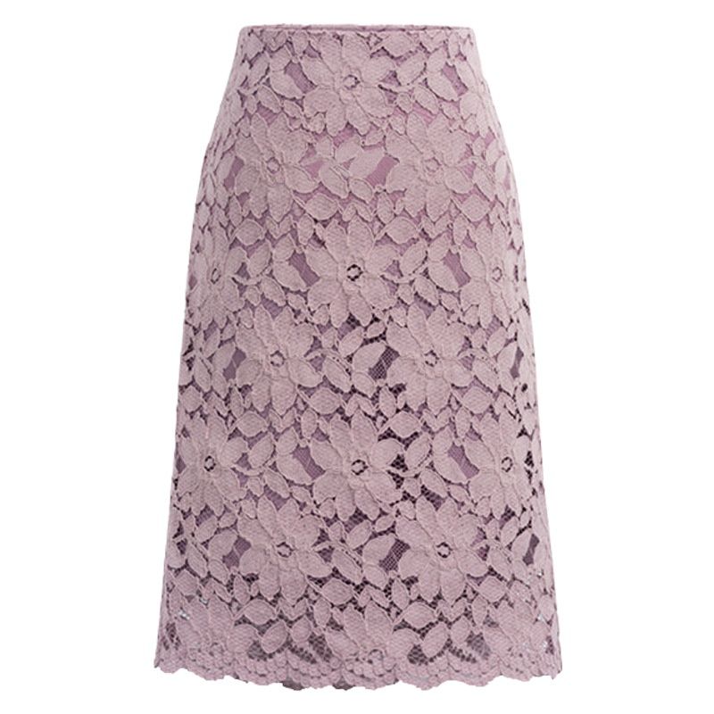 Aria Basics Aria Basics Spring/Summer Plus Size Slimming Water-Soluble Lace Very Elegant French Niche A-Line Skirt, Mid-Length Bodycon Skirt_ecoleips.com