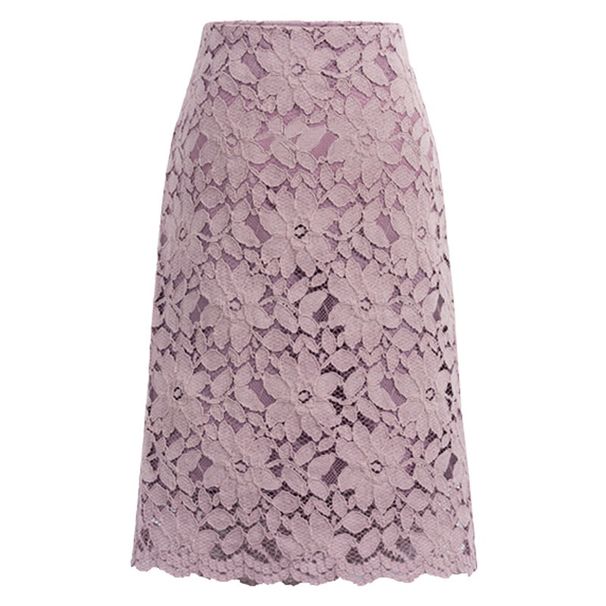 Aria Basics Aria Basics Spring/Summer Plus Size Slimming Water-Soluble Lace Very Elegant French Niche A-Line Skirt, Mid-Length Bodycon Skirt_ecoleips.com