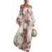 Cross Border 2026 European And American New Product One Shoulder Lantern Sleeve Printed Fashionable And Elegant Dress Women's Wear_ecoleips.com