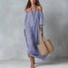 Women's Elegant Striped Off Shoulder Loose Fit Maxi Dress – Casual Resort Summer Gown_ecoleips.com