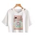 Aria Basics Aria Basics In-stock European And American Cross-border AA Style Off-shoulder Hollow-out Sexy Solid Color T-shirt V-neck Women's_ecoleips.com