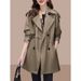 Khaki Trench Mid-length, 2026 Spring New Fashion For Petite Women, British Style Stylish Coat_ecoleips.com
