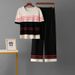 Women's Cross Border round Neck Knit Set Jacquard Loose Sweater Elegant Top Casual Sports Wide Leg Pants for Spring Summer_ecoleips.com