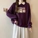 Real Shot Of American Retro Style Women's Polo Collar Sweatshirt, Spring And Autumn Thin Printed New Loose-fitting_ecoleips.com