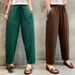 Suitable For All Seasons Carrot Summer Thin Loose Plus Size Cotton Linen Women's Eight Points Casual Harem Pants Trousers_ecoleips.com