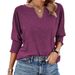 Women's Clothing Women's Clothing Summer New Loose V Neck Bat Sleeves Colorful Cotton T Shirt For Women_ecoleips.com