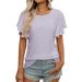 Women's Floral Embroidery Hollow Out Short Sleeve T-Shirt - Summer Fashion Blouse With Flounce Sleeve_ecoleips.com