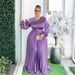 Elegant Plus Size Maxi Dress With 3D Floral Embroidery - High Waisted Long Sleeve Formal Dress For Women (L-3XL, Purple/Black/Green/Yellow)_ecoleips.com