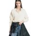 Women's Solid Color Polo Collar Knitwear Pullover Casual Autumn/Winter Sweater_ecoleips.com