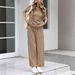 Women's Striped Two Piece Set Summer Casual Comfortable Wide Leg Pants Short Sleeve Crew Neck T-Shirt_ecoleips.com