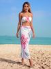 Women's Clothing Bikini Three Piece Set Flower Print Tube Top Slimming Long Skirt Beach Vacation Swimsuit_ecoleips.com