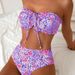 High End Printed Tie Up Strapless Floral Bikini Swimsuit Two Piece Women's Sexy Swimwear_ecoleips.com