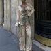 In-stock European American Cross-border New Printed, Women's Commuter Wear, Long-sleeve Shirt And Straight-leg Pants_ecoleips.com