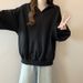 Korean Style Real Shot Solid Color Polo Collar Long Sleeve Sweatshirt For Women Spring And Autumn Thin Loose Versatile_ecoleips.com