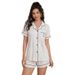 Cross-Border European And American Home Wear Set Cardigan Short Sleeve Shirt Shorts Summer Pajamas Women's_ecoleips.com