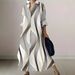 Women's Clothing Design V Neck Long Sleeve Black White Gray A Line Dress European And American Large Size_ecoleips.com