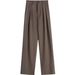 Women's High-Waisted Dress Pants, Straight Leg Trousers With Flowy Drape, Casual Office Pants For Comfort_ecoleips.com