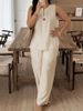 Women's Fashion Comfortable Loose Top Wide Leg Pants Cotton Linen Set Casual Clothing_ecoleips.com