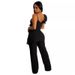 Women's Ruffled One-Shoulder Sleeveless Jumpsuit Deep V Neck Loose Fit Solid Color European American Style_ecoleips.com