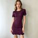 New European And American Style Skirt With Ruffles, Short Sleeves, Rolled Edges, Slim-fit Knit Dress, Solid Color French_ecoleips.com