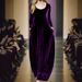 Modest Abaya Dress/Muslim Dress Women Elegant French Velvet Dress With Long Sleeves & Flowy Hem - Soft Round Neck A-Line Formal Gown_ecoleips.com