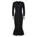 Women's Clothing Elegant V-Neck Long Sleeve Knitted Dress - Slimming Fishtail Hem In Pink, Burgundy, Black & Green_ecoleips.com