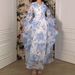 Women's Clothing New Printed Waist Slim Blue Temperament Dress_ecoleips.com