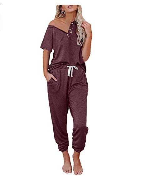 Women's Casual Sportswear Set Short-Sleeved Button-Up Pullover Top With Drawstring Pants Two-Piece Spring Collection_ecoleips.com